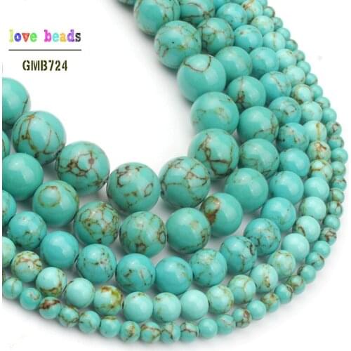 4/6/8/10/12mm Second Generation Green Howlite Stone Beads for Jewelry Bracelet Making Round Loose Beads Strand 15