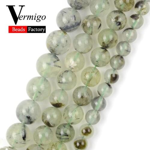 High Quality Prehnites Round Beads Natural Stone Beads For Jewelry Making Mineral Stone Diy Bracelets 6 8 10mm 15"