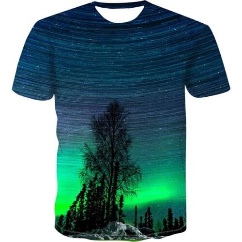 Astroworld Natural Starry Night Sky Mens t-shirts tree under starry sky 3D print Fashion T-shirt Casual Top oversized t shirt