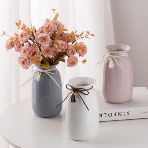 1PCS Nordic Creative Ceramic Vase Dry Flower Hydroponic Vase for Home Office Deskto18*10CMp Decoration Crafts