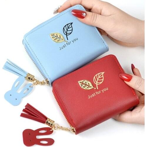 Lady Wallets Leaf Pattern Brand Design Giels Wallet Short Coin Purse Women Purses PU Leather Cards ID Holder Zipper Moneybags