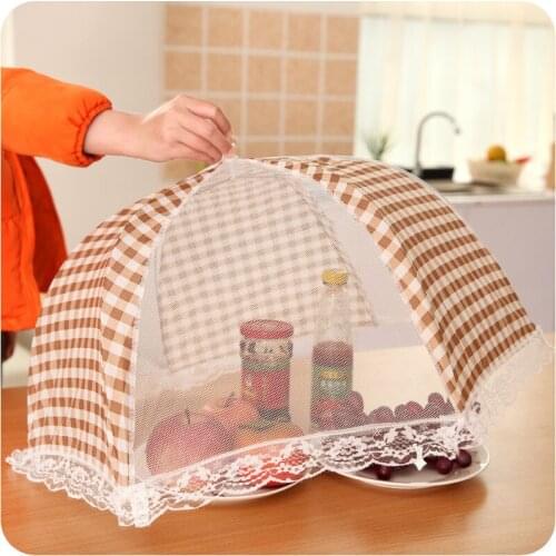 Creative Kitchen Household Hood Food Dust Hood Thin Net Style Sub Printed Insect Hood Folding Lace Rice Hood