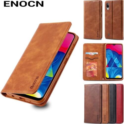 Magnetic Flip Case For Samsung Galaxy A10 Case Samsung M10 over Leather Wallet Card Slots Luxury Retro Folding Phone Case