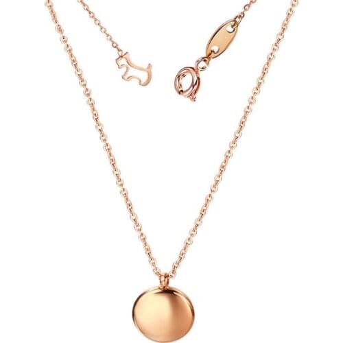 18KGP Rose Gold Silver Color Titanium Steel Small Round Bean Pendant Necklace Fashion 316L Stainless Steel Jewelry (GN212)
