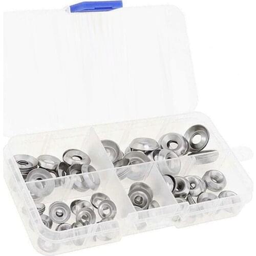 120Pcs Boxed 304 Stainless Steel Concave-Convex Fish-Eye Gasket Elastic Hollow Metal Fish-Eye Gasket Bowl Type