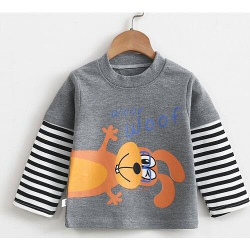 Fashion Cartoon Brand Tops Kids Clothes Children Autumn Long Sleeve T Shirt Cotton Cartoon Boys Sweater Round Collar