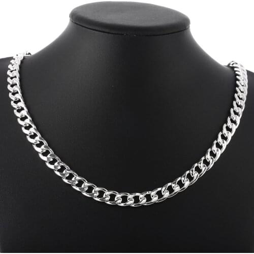 Hot Fashion brands mens classic personality 10MM chain 925 Sterling Silver Necklace Christmas gifts party fine Jewelry