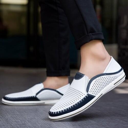 Mens Breathable Loafers Men Original Casual Light Walking Big Size Comfortable High Quality Genuine Leather Mens Loafers