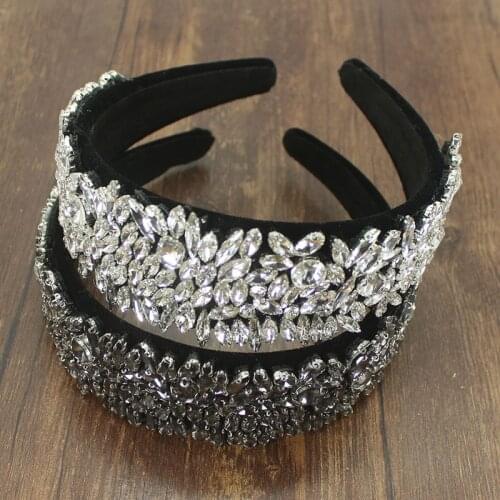 New Bohemia Luxury Full Crystal Rhinestones Heavy Industry Exquisite Wide Headband Hair Accessories for Womens Wedding Party