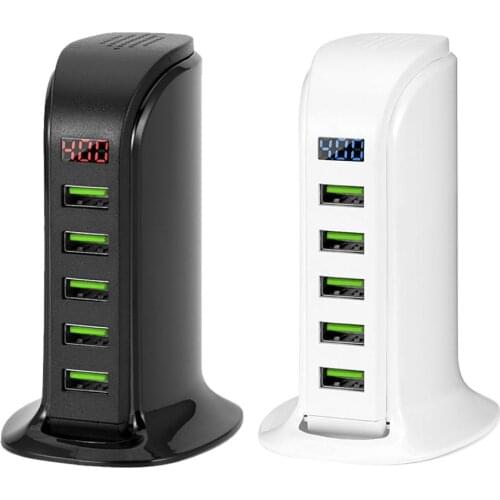 New Smart 5-port USB Fast Charge Digital Display Chinese EU US Plug Travel Charger For Mobile Phone, MP3, MP4, Camera, Iphone