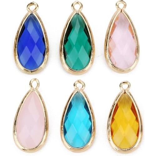 Wholesale 5pcs/lot 12*25mm White Water Drop Glass Charms Pendants Handmade Connector fit DIY Necklace Bracelets Jewelry Findings