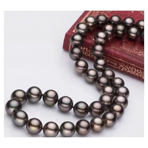8.5-9MM AHITIAN BLACK RED PEARL NECKLACE 18INCH SILVER CLASP