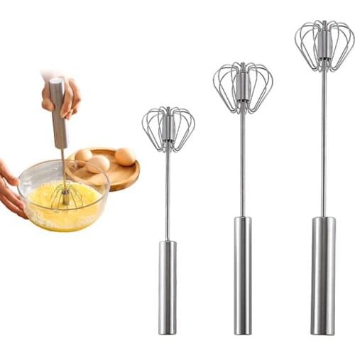 Kitchen Tools Semi-automatic Mixer Egg Beater Stainless Steel Rotate Hand Egg Beaters Cream Stirring Mixer Self Turning Cooking