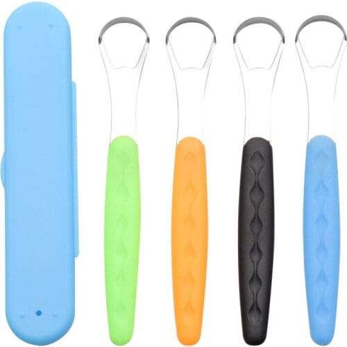 Portable Tongue Cleaning Tongue Cleaners Tongue Scraper Reusable Stainless Steel Oral Tongue Cleaner Brush