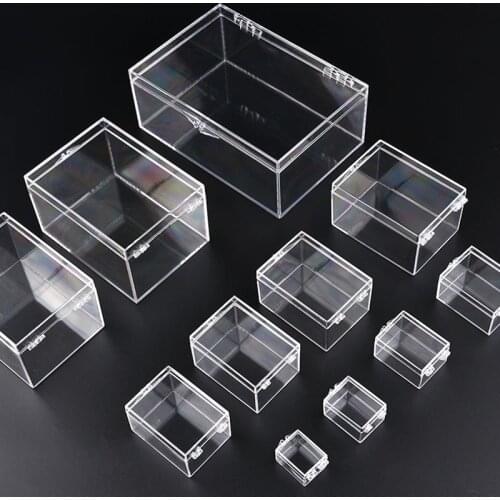 Transparent Plastic Small Box Square Collection Display Mini Jewelry/Beads/Crafts Storage Box Case Container Desktop Decoration