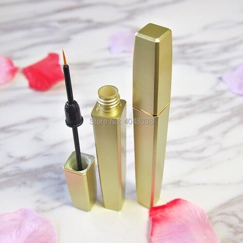 Empty Gold Eye liner tubes 4ML Plastic Square Eyelash Glue Refillable Bottle Elegant Plastic Eye Makeup Tool 50pcs/lot