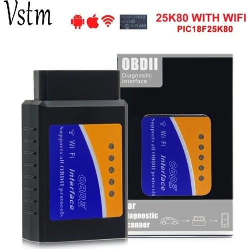 REAL PIC18F25K80 Chip Super OBD2 ELM327 WIFI V1.5 Hardware Works Android/iOS ELM 327 Bluetooth For Android Phone Works Diesel