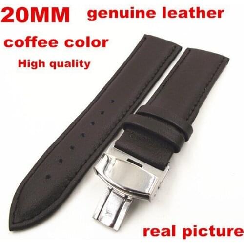 New arrived - High quality 10PCS/lot 20mm genuine leather watch band watch strap watch parts coffee color -110908