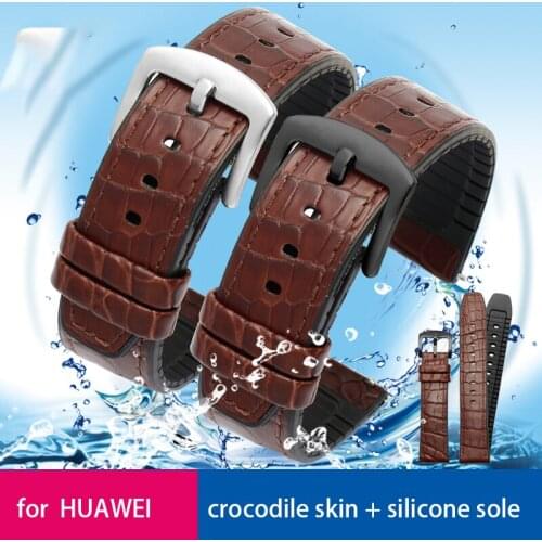 Crocodile leather for Huawei GT / GT2 Pro watch strap Cowhide watchband breathable watch bracelet 46mm glory Magic 2 replace