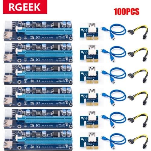 100 Pcs Golden VER009 USB 3.0 PCI-E pcie Riser VER 009S Express 1X 4x 8x 16x Extender Riser Adapter Card SATA