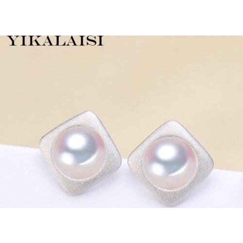 YIKALAISI 925 sterling Silver Jewelry For Women Natural Freshwater Pearl jewelry Stud Earrings