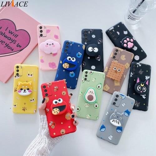 Silicone Cute Cartoon Phone Holder Case For Xiaomi Mi Poco M3 Pro Anime Avocado Girl Boy Ring Stand Cover on PocoM3 Pro