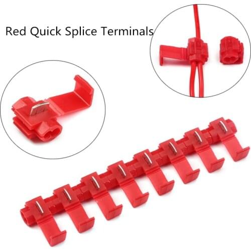 50Pcs/Set Red Lock Wire Electrical Cable Connector Insulated Quick Splice Terminals Crimp For Car Electrical Crimp Cable Snap