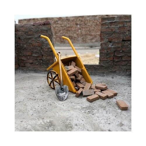 Construction site, wrought iron ash hopper model wheelbarrow micro toy decoration construction tools