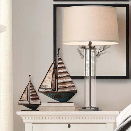 Country Distressed Wrought Iron Sailboat Ornaments Office Desk Bookshelf Living Room Tv Cabinet Home Decorations