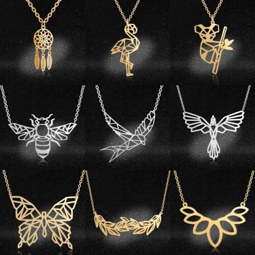 Vni and Mia 100% Stainless Steel Flamingo Pendant Necklace For Women Wholesale Fashion Butterfly Koala Jewelry Dropshipping