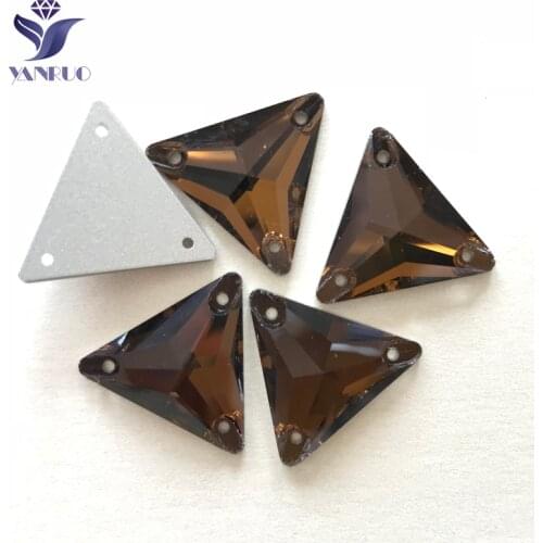 YANRUO #3270 All Sizes Smoked Topaz Triangle Strass Crystals Flat Back Rhinestone Sew On Stones For Garment