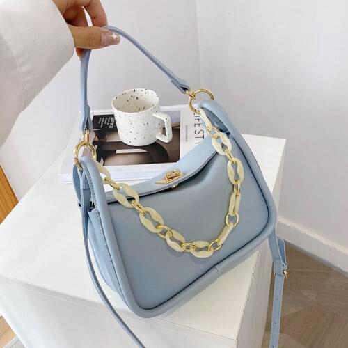 Women Shoulder Bag Female Handbag Purse Underarm Crossbody Bag Designer Women Bag Chain Fashion 2021 New PU Leather Solid Color