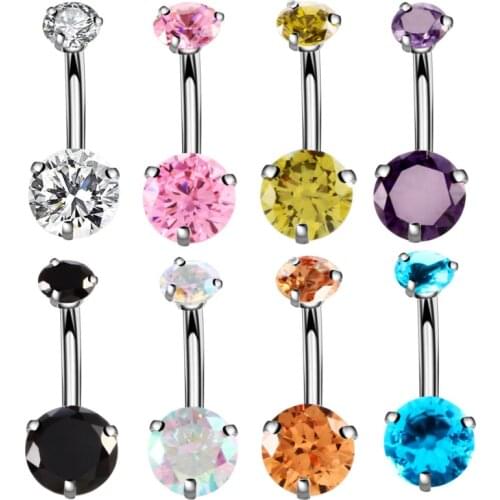 1Pcs Fashion Color Crystal 316L Stainless Steel Belly Button Ring for Women Navel Rrings Sexy Body Piercing Jewelry