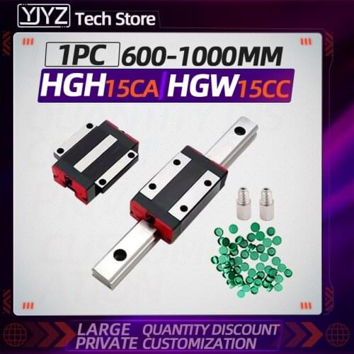 1pc Linear Rail Guide HGR15+1pc HGH15CA/HGW15CC Sliding Block cnc parts