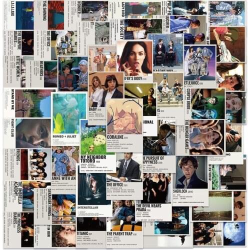 16/64PCS Classic Movie Stickers Kill Bill/Pulp Fiction/Spirited Away Laptop Guitar Luggage Skateboard Waterproof Sticker Decals