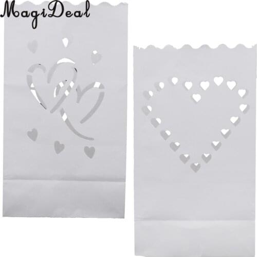 20pcs Heart Luminary Candle Lantern Bag Light Paper for Wedding Celebration