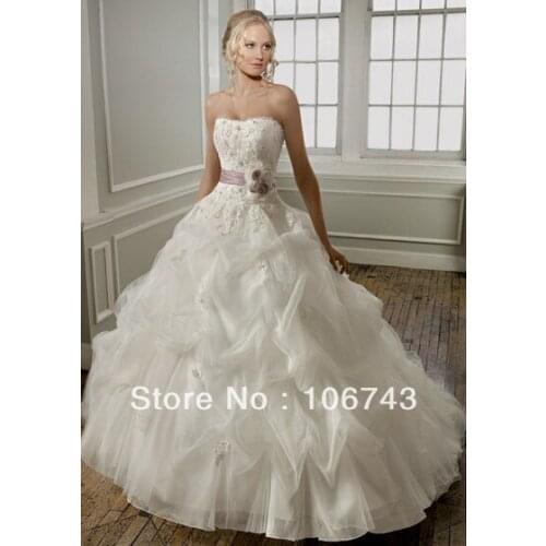 2018 Floor-length Lace free Shipping vestido de noiva Sexy Brides Custom Sashes Bridal ball gown mother of the bride dresses