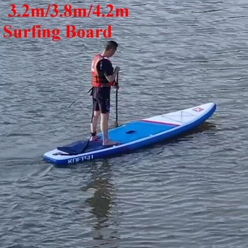 3.2m 3.8m 4.2m Double Layer Inflatable Surfboard Set Non-Slip Deck Stand Up Paddle Surfing PVC Board With Fin Backpack Paddle