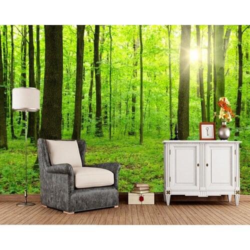 Papel de parede Sun in a green forest 3d wallpaper mural,living room TV wall bedroom wall papers home decor restaurant mural