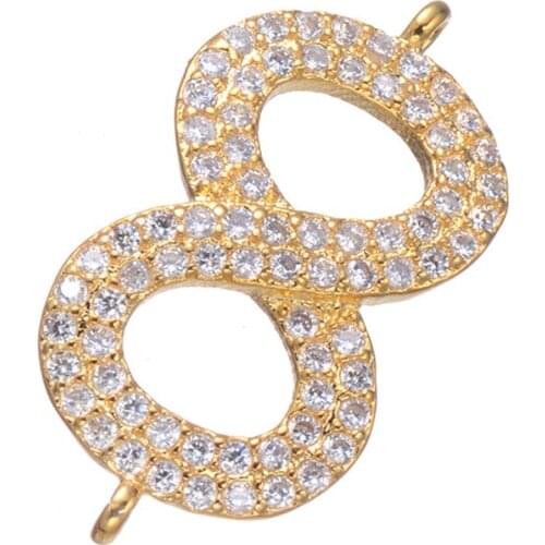 5 pieces Micro Pave Jewelry Rose Gold Infinite Charms For Bracelets Necklaces Diy Crafts Wholesale Zircon Beads Jewelry Findings