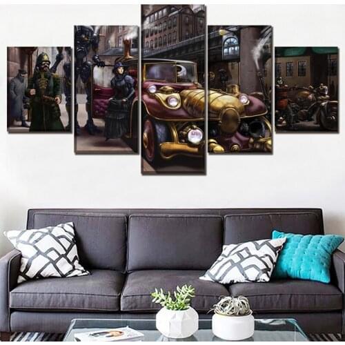 5 Pcs 5D DIY full square round Diamond Painting Sci Fi Steampunk Car Mosaic Diamond Embroidery girl landscape wall sticker decor