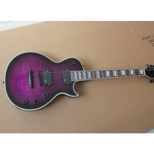 6 string electric guitar tiger Maple transparent purple body rosewood fingerboard free delivery