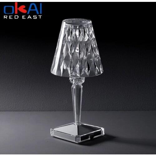 Diamond Table Lamp USB Rechargeable Acrylic Decoration Desk Lamps Bedroom Bedside Bar Crystal Lighting Fixtures Gift Night Light