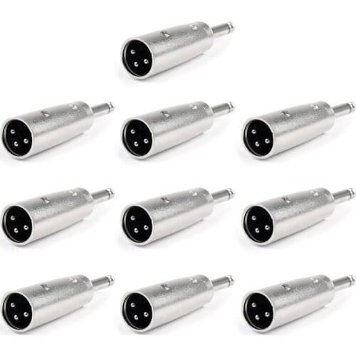 Artudatech 10Pcs 3Pin XLR Male To 1/4" 6.35mm Mono Male Plug For Audio Cable DJ MIC Adapter New Arrive