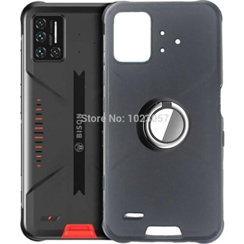 Case For Umidigi Bison Black Matte Soft Metal Finger Ring Holder Cover For Umidigi Bison GT 6.67 inch