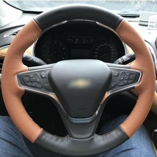 Hand-sewn steering wheel cover For Chevrolet Malibu XL Equinox high quality leather grip cover car accessories