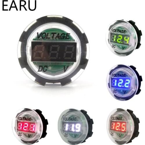 Circular Waterproof Voltage Meter Voltmeter Display DC LED Digital Display 12V Motorcycle On-board Voltmeter Detector 24V