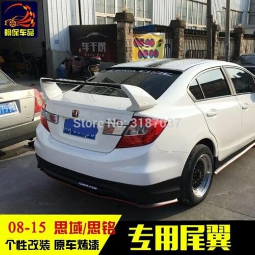 For Honda Civic Spoiler FD2 2012-2015 ABS Plastic Unpainted Color Rear Roof Spoiler Wing Trunk Lip Boot Cover Car Styling