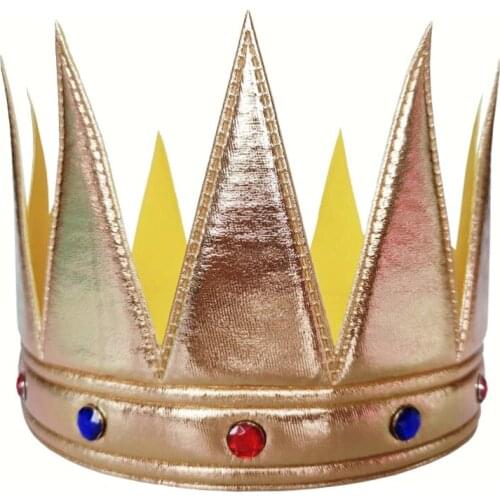 12pcs Golden King Crown Cloth Prince Headdress Birthday Party Cake Decoration Children Adult Hat Crown Halloween Baby Shower