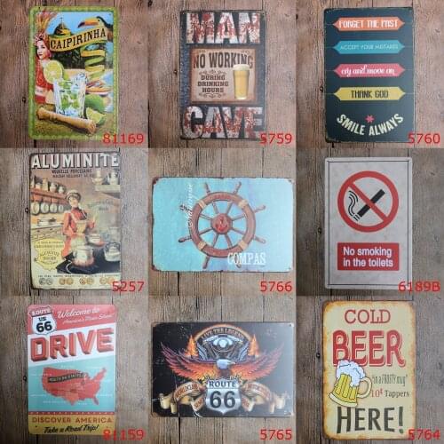 Cold Beer Here No Smoking Drive Shabby Metal Tin Sign Plate Club Plaque Iron Painting Man Cave Wall Stickers Retro Pub Cafe Bar